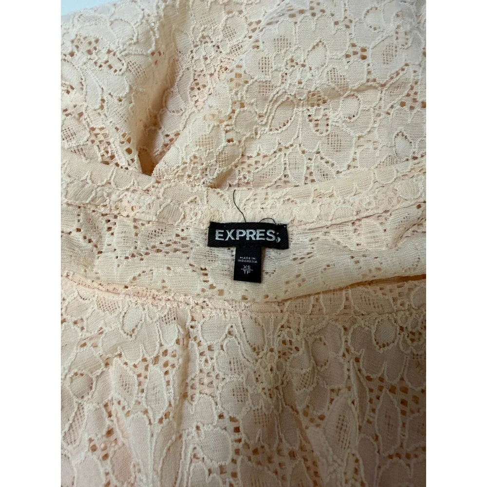 Express Y2K Floral Lace Mesh Long Sleeve Top Blush Pink Fairycore XS